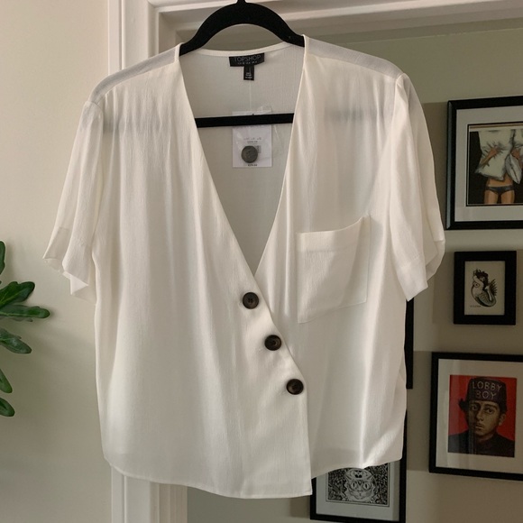 Topshop Tops - NWT Topshop Asymmetrical Button Front Blouse